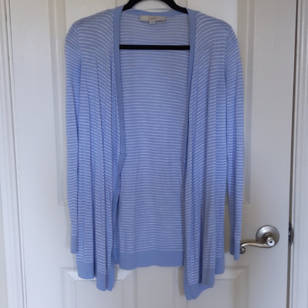 LOFT Striped Open Lightweight Cardigan , Size XS
